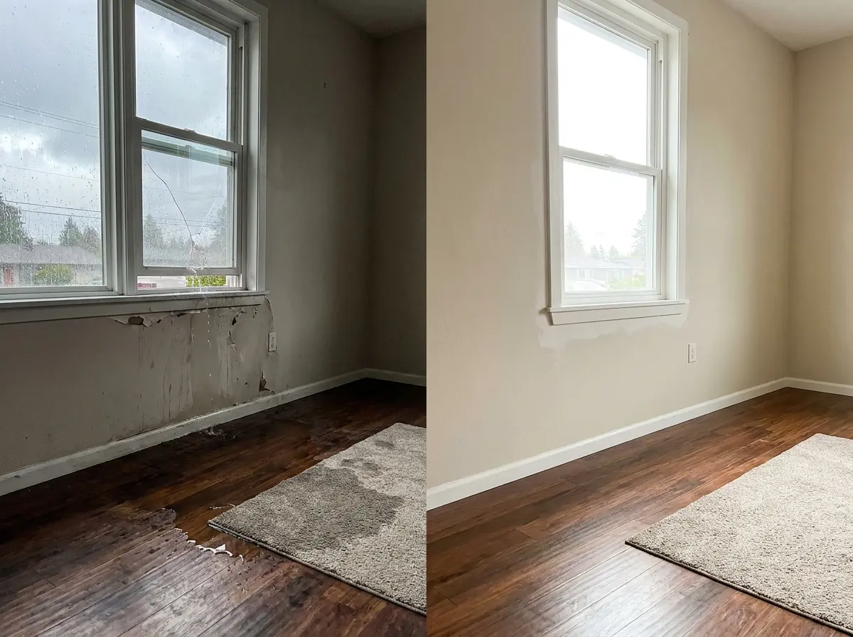 Before and after storm damage restoration
