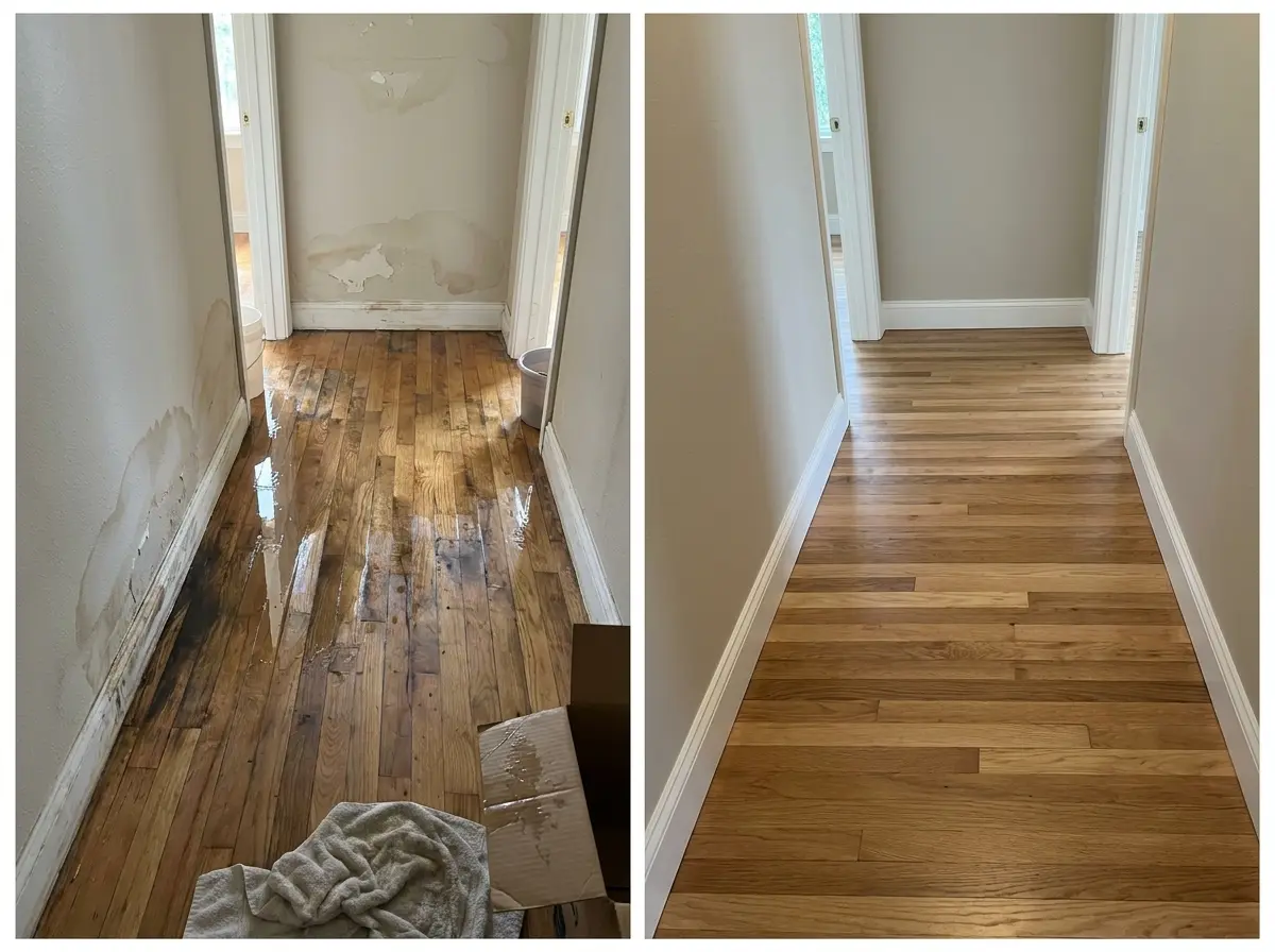 Before and after water damage restoration — Marietta, GA