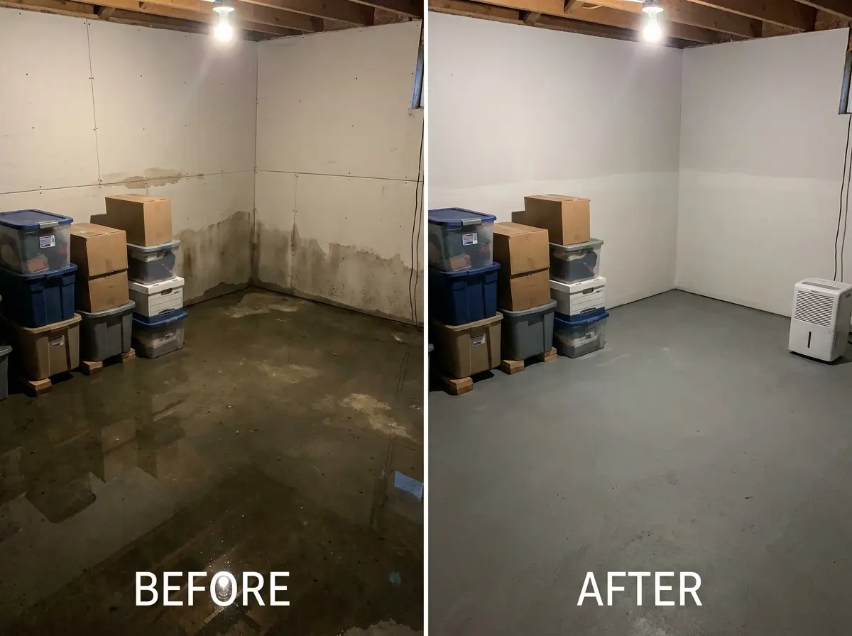 Before and after water extraction — Marietta Restoration Experts